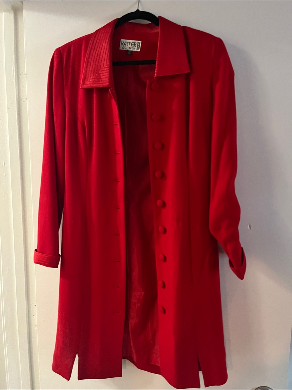 Kasper Vibrant Red Long Button-Front Coat
